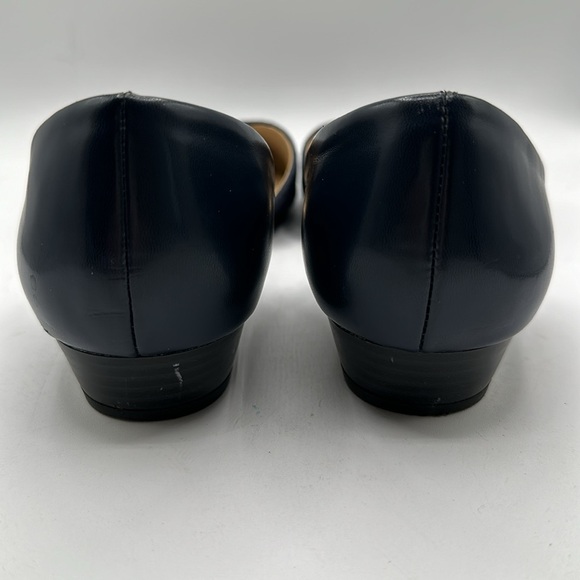 Franco Sarto Hull navy blue open side wedge heel shoes, size 7.5 - Picture 8 of 10